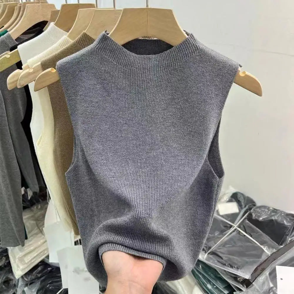 polera sin mangas cuello alto